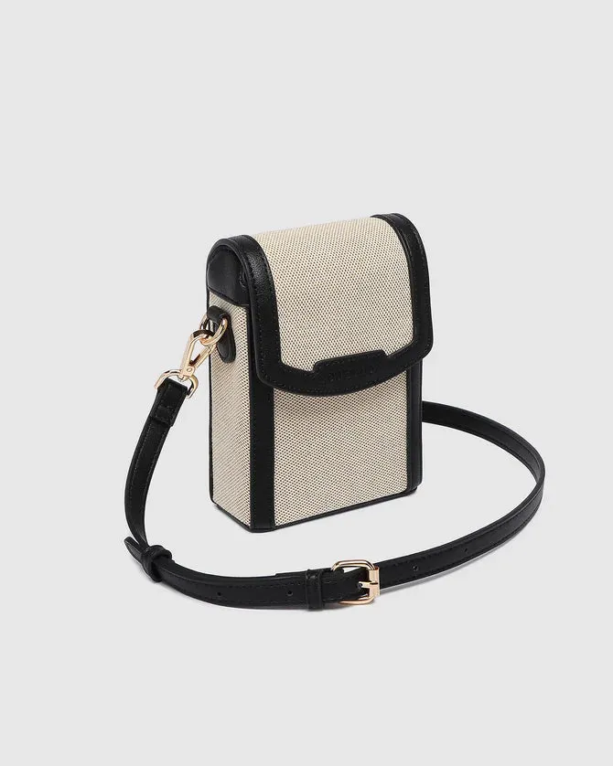 Yoko Canvas Phone Bag Natural Black